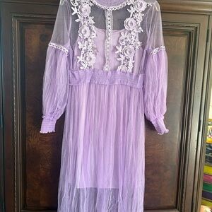Lavender Sheer Floral Dress